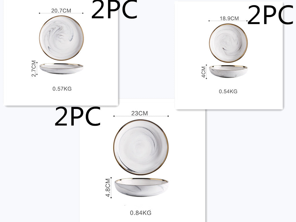 Marmor-Geschirr-Set – Schüsseln & Teller im Marmor-Design