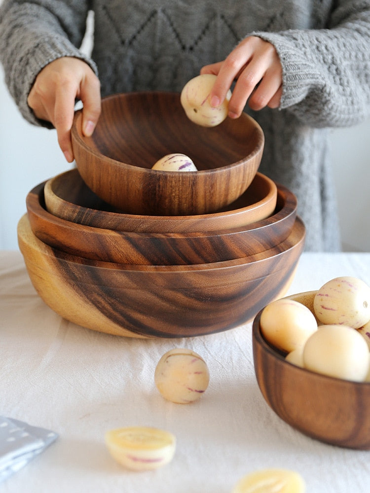 Natürliche Holzschüssel – Obstschale, Salatschüssel, verschiedene Größen