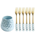 Ceramic Pearl Tableware Home Cake Points Fruit Dessert Fork