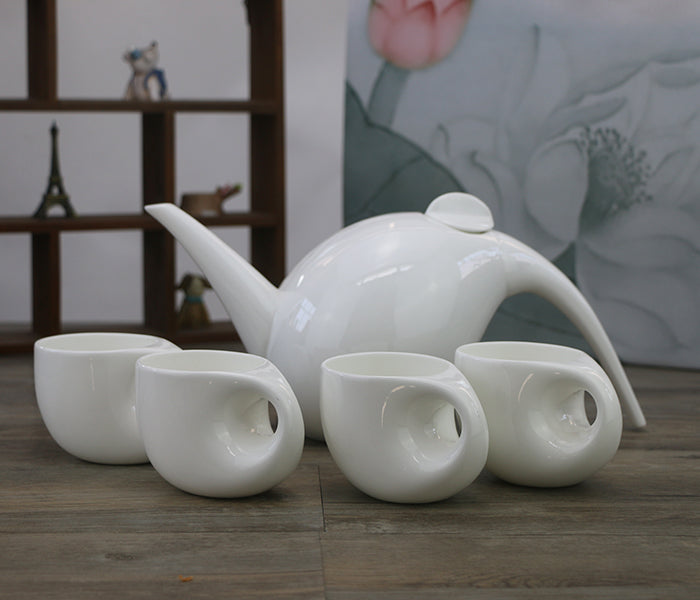 Large Water Drop Shape Pure White Lead-free Tea Set