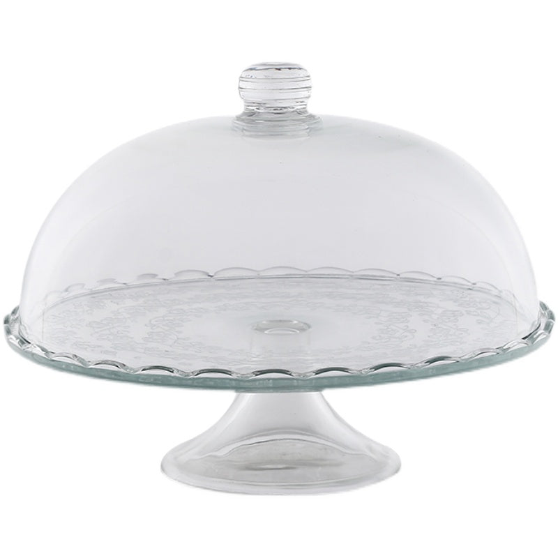 Display Dust-proof Glass Cover Dim Sum Tray Pastry Plate