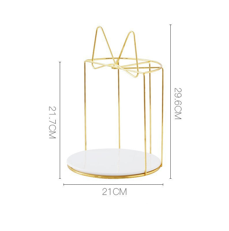 Golden Cake Stand Set, Three-layer Snack Stand, Ceramic High Plate